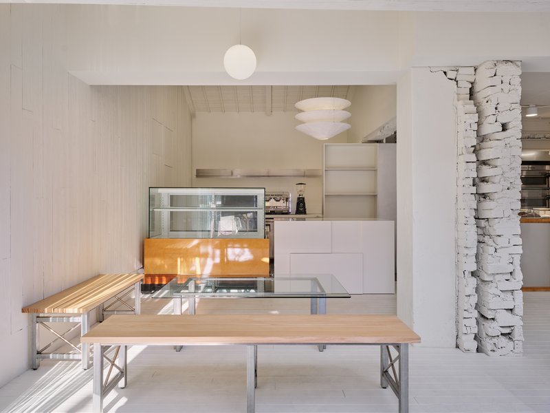 P·P·BAKERY / Studio Tama - Interior Photography, Kitchen, Wood, Table, Lighting, Chair